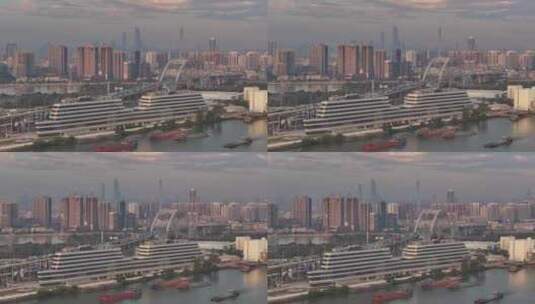 中国广东省广州市荔湾区东沙东洛围码头高清在线视频素材下载