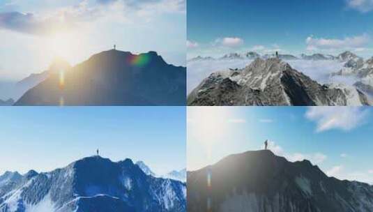 登顶雪山 登山高清在线视频素材下载