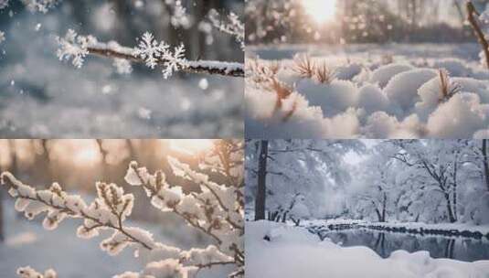 冬天唯美下雪场景高清在线视频素材下载