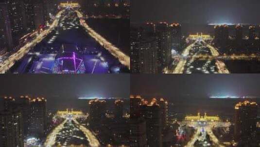 4K航拍哈尔滨城市夜景风光高清在线视频素材下载