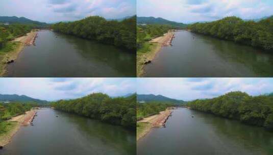 航拍武夷山九曲溪竹筏漂流岩茶茶园丹霞地貌高清在线视频素材下载