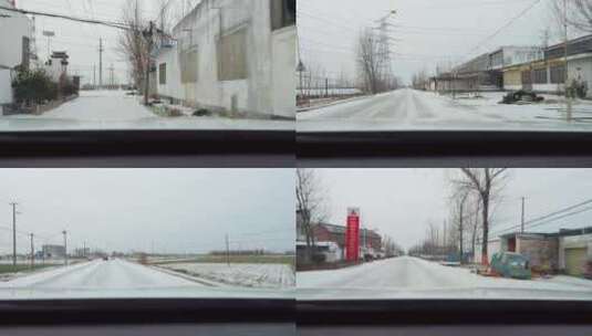 马路积雪 道路积雪 十字路口高清在线视频素材下载