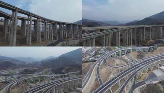 四川绵阳平武县高速路出入枢纽附近高清在线视频素材下载