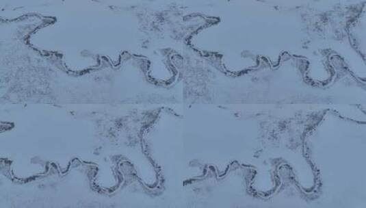 航拍内蒙古冬季雪原特泥河高清在线视频素材下载