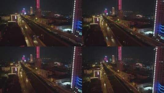 太原迎泽大桥西南航拍高清在线视频素材下载
