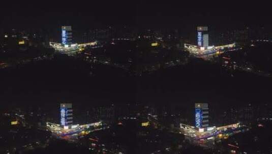 远景飞向高楼大厦亮化高清在线视频素材下载