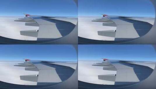 从窗口看飞机的机翼高清在线视频素材下载