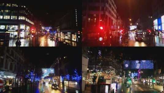 被圣诞彩灯装饰的街道高清在线视频素材下载