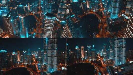 上海城市夜景航拍风光高清在线视频素材下载