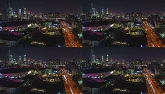 北京商业街夜景延时高清在线视频素材下载