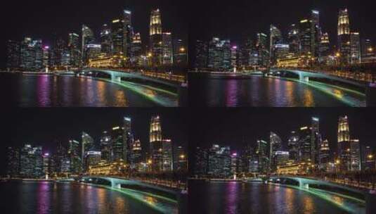 新加坡金融中心夜景延时高清在线视频素材下载