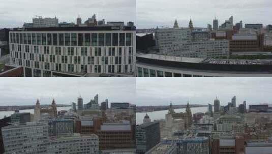 利物浦市中心大楼上空风景高清在线视频素材下载