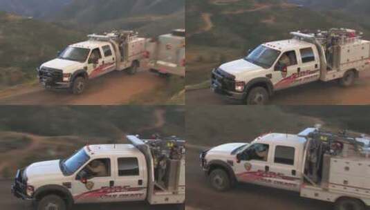 消防车前往森林救火高清在线视频素材下载