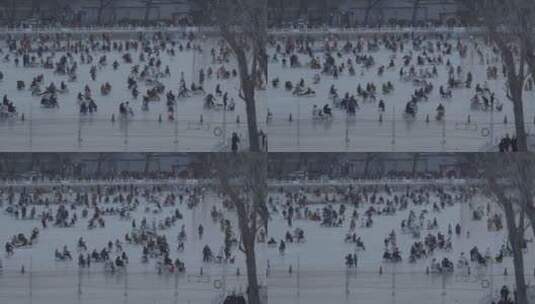 北京冬季什刹海冰场溜冰春节节日传统高清在线视频素材下载