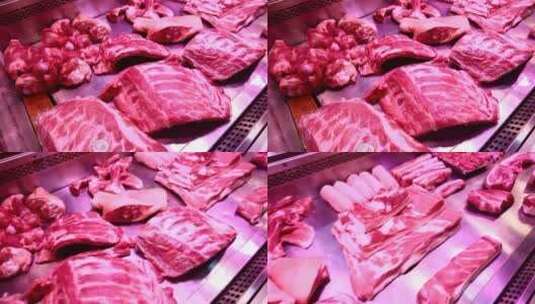猪肉市场卖肉肉贩子卖猪肉高清在线视频素材下载