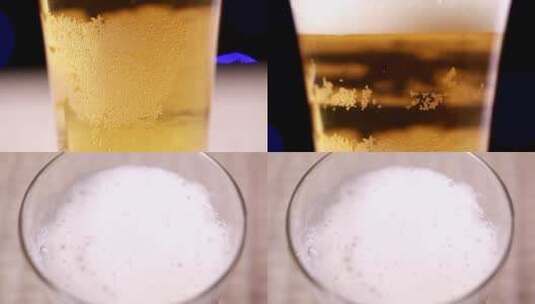 【镜头合集】玻璃杯倒啤酒泡沫高清在线视频素材下载