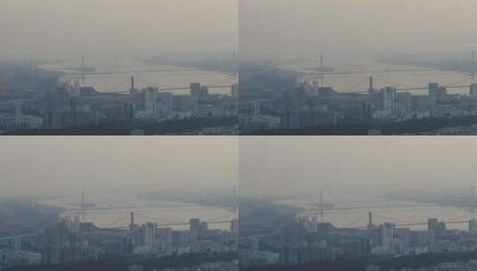 武汉市汉街航拍长江二桥鹦鹉洲大桥长江709高清在线视频素材下载