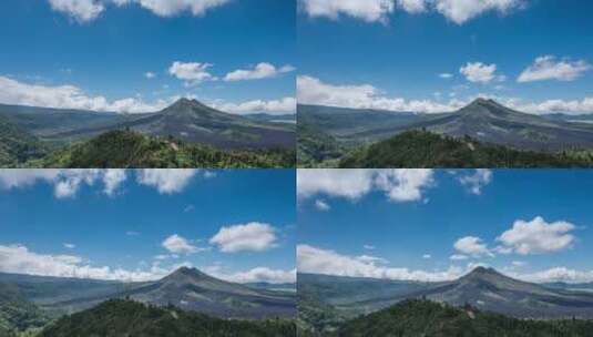 巴厘岛阿贡火山在蓝天白云下的延时高清在线视频素材下载