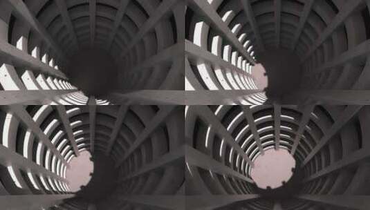 抽象现代圆形建筑深井深基坑光与影动态视频高清在线视频素材下载