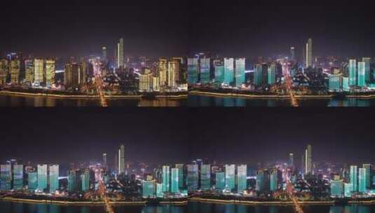 4k灯火通明繁华长沙都市夜景高清在线视频素材下载