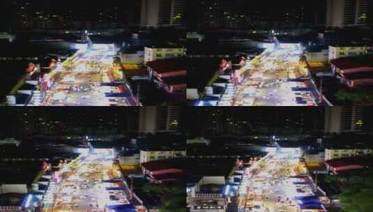 航拍广西南宁中山路美食街夜景高清在线视频素材下载