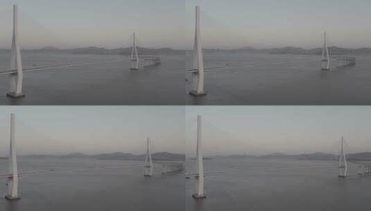 厦漳大桥日暮右环绕D-log航拍视频高清在线视频素材下载