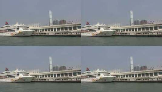 双鱼星游轮与香港尖沙咀码头高清在线视频素材下载