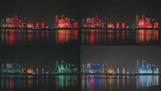 杭州城市客厅国庆节全景灯光秀2021高清在线视频素材下载