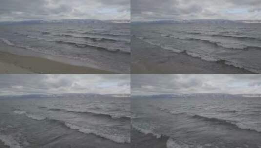 俄罗斯西伯利亚贝加尔湖浪花冰原高清在线视频素材下载