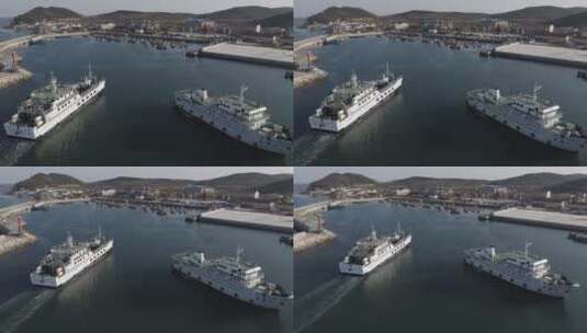 海洋牧场海岛风光码头港口轮船高清在线视频素材下载