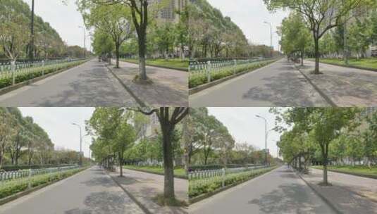 第一视角穿行杭州的马路，两侧绿化高清在线视频素材下载