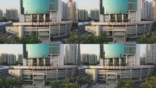 深圳特区报业大厦航拍低飞右环绕高清在线视频素材下载