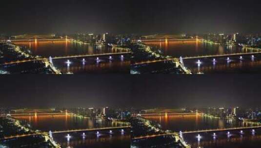 湖北武汉城市夜幕降临航拍高清在线视频素材下载