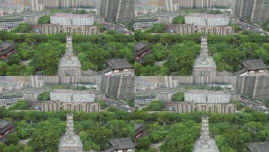 航拍江西九江锁江楼塔历史文化建筑高清在线视频素材下载