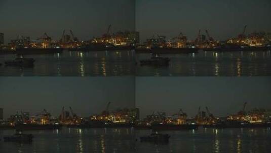 夜晚海边渔船夜景高清在线视频素材下载