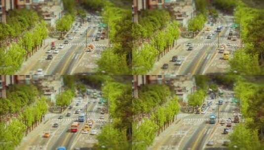 街道车流移轴摄影高清在线视频素材下载