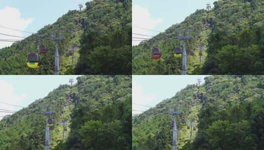 景区缆车索道观光缆车特写山上风景旅游景点高清在线视频素材下载