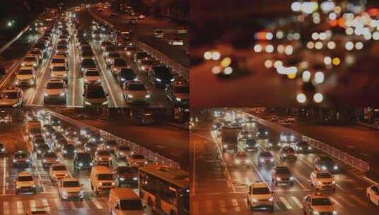 城市夜晚道路汽车车流合集高清在线视频素材下载