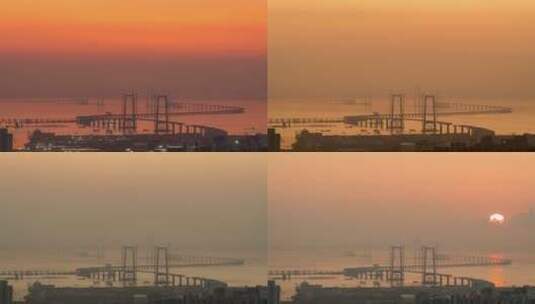 深圳中山通道跨海大桥夜转日日出延时高清在线视频素材下载