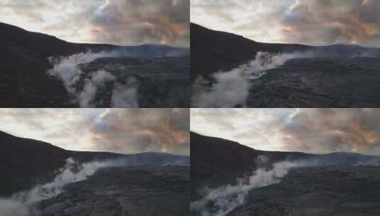 航拍活火山 岩浆喷发高清在线视频素材下载