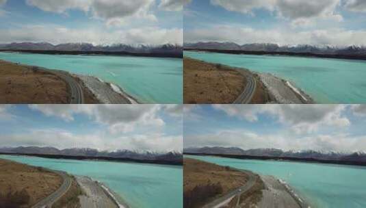 新西兰普卡基湖航拍4k高清在线视频素材下载