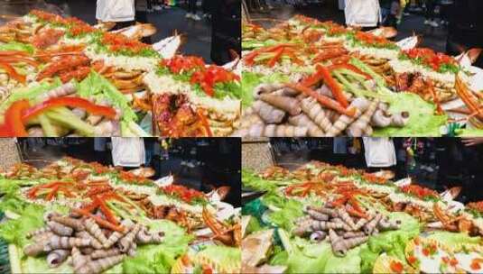 厦门中山路海鲜龙虾高清在线视频素材下载