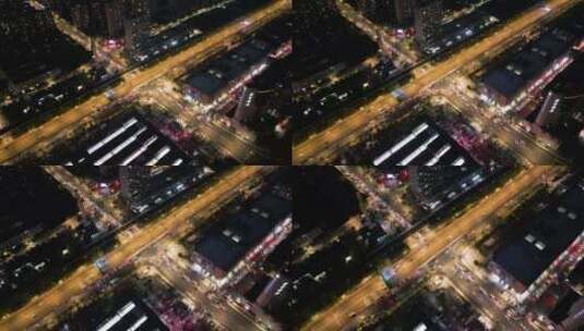 绍兴高架桥夜景航拍高清在线视频素材下载