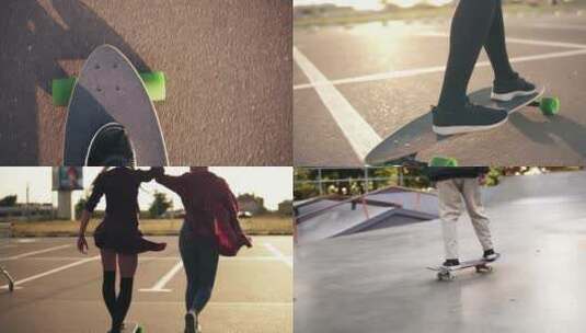 年轻人玩滑板高清在线视频素材下载