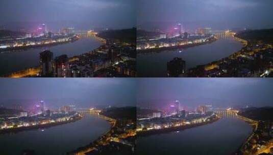 广元城市夜景航拍高清在线视频素材下载