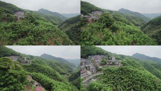 大山里的村庄航拍高清在线视频素材下载