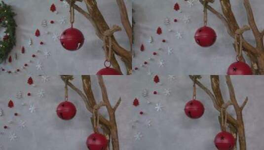 作为圣诞装饰的红铃高清在线视频素材下载