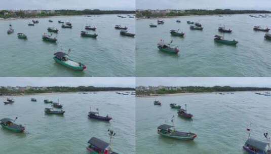 渔港里的渔船高清在线视频素材下载