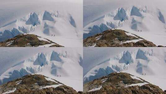 户外攀登雪山徒步登山探险高清在线视频素材下载