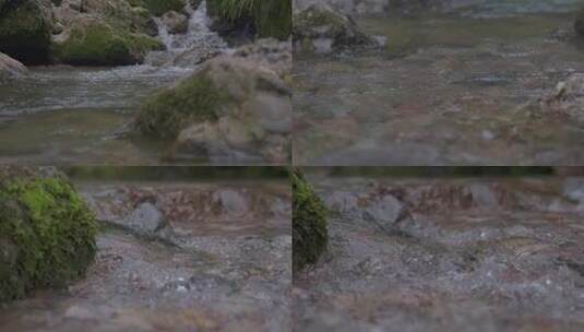 山间河谷清澈溪流哗啦啦流水高清在线视频素材下载